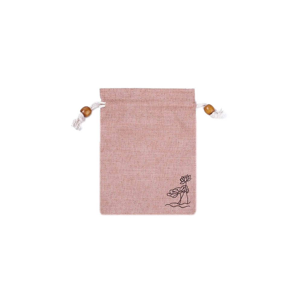 Мешочек из искусственного льна с орнаментом 8х10 см, нежно-розовый Мешочек из искусственного льна с орнаментом 8х10 см, нежно-розовый