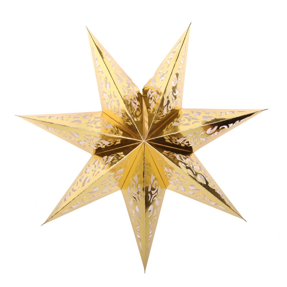 Звезда семиконечная бумажная 45 см Вензель, золото Звезда семиконечная бумажная 45 см Вензель, золото