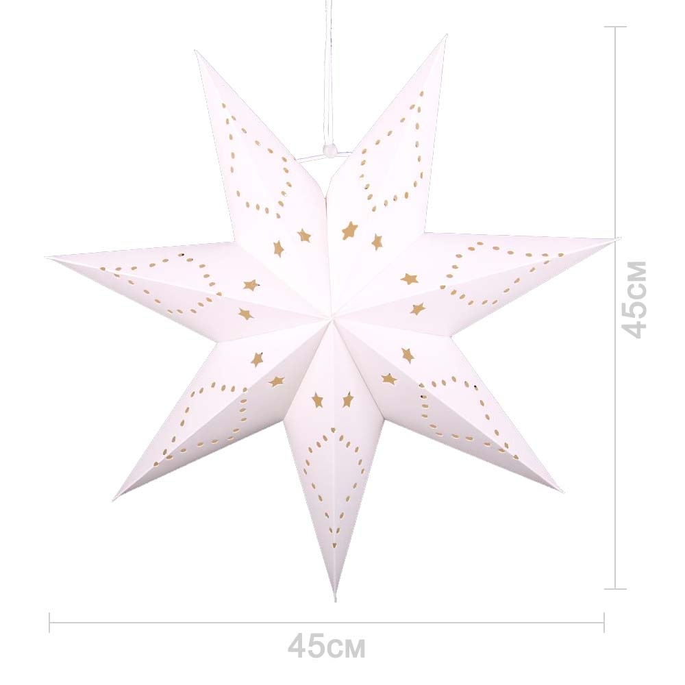 Звезда семиконечная бумажная 45 см, Звезды и точки, белый Звезда семиконечная бумажная 45 см, Звезды и точки, белый