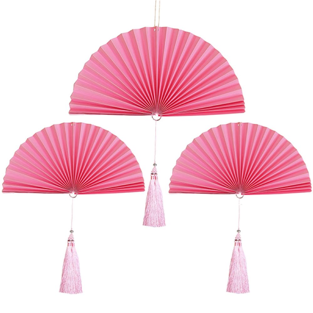 Веер-гармошка с кисточкой НАБОР 30см, 30см, 40 см, розовый Веер-гармошка с кисточкой НАБОР 30см, 30см, 40 см, розовый