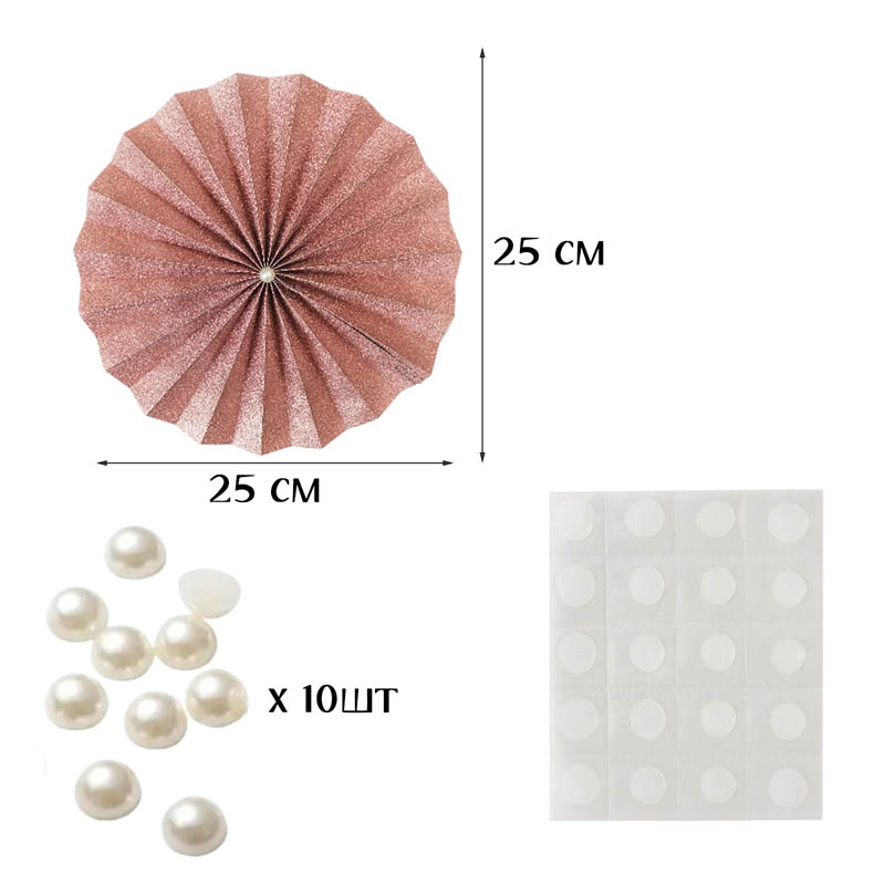 Фанты блеск с жемчужиной НАБОР 10шт х 25см, розовый Фанты блеск с жемчужиной НАБОР 10шт х 25см, розовый