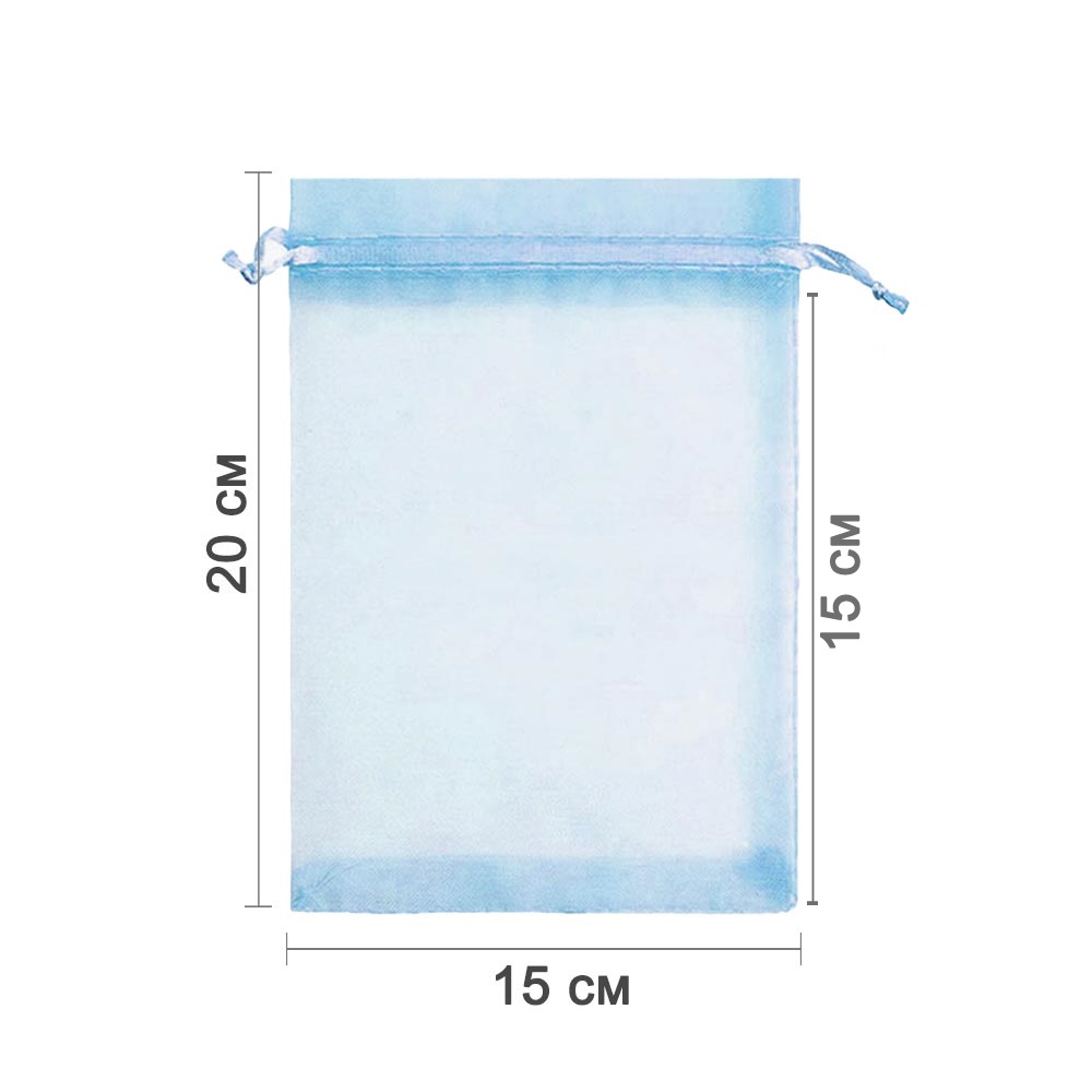 Мешочек из органзы 15 х 20 см голубой