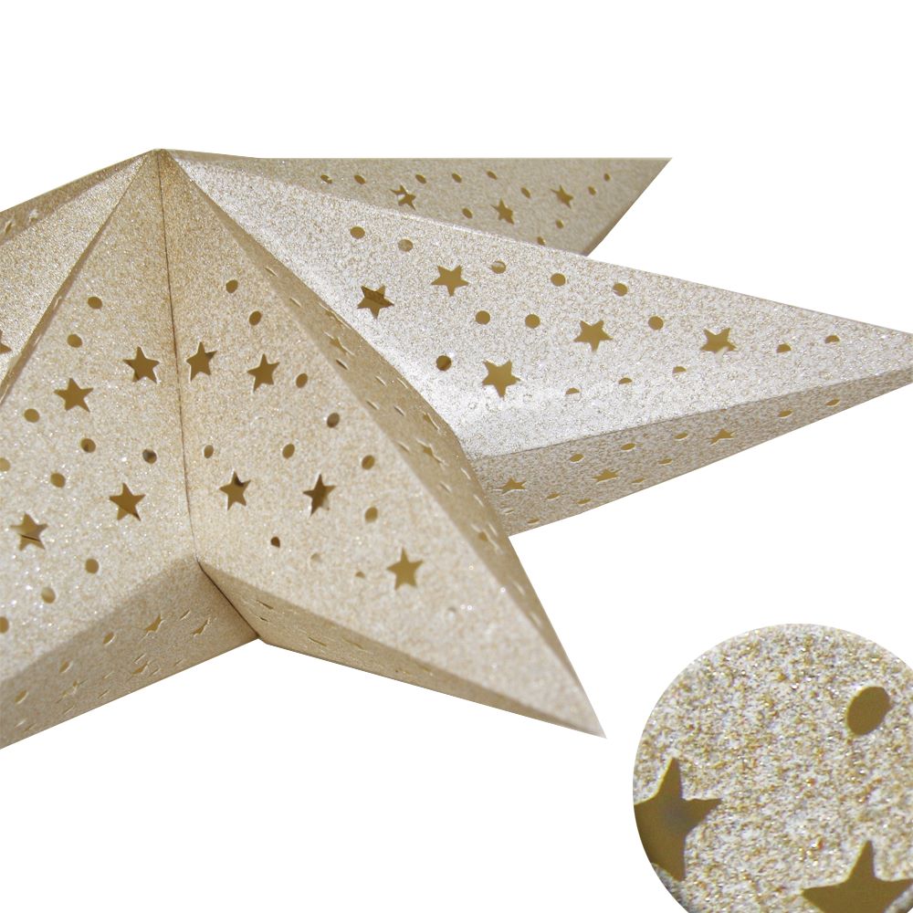 Звезда семиконечная бумажная блеск 45 см, точки и звездочки, золото Звезда семиконечная бумажная блеск 45 см, точки и звездочки, золото