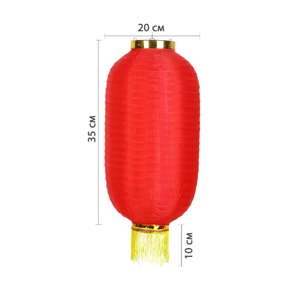 Китайский фонарь Цилиндр с бахромой 20х35 см, красный
