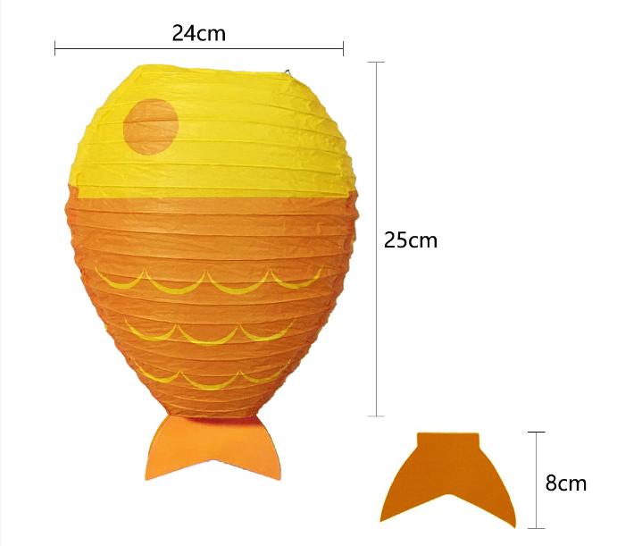 Подвесной фонарик "Рыбка" 24х25 см, желтый