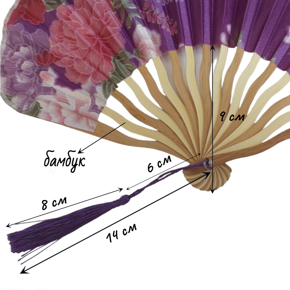 Веер круглый с цветочным узором 29х15 см, №12 Веер круглый с цветочным узором 29х15 см, №12