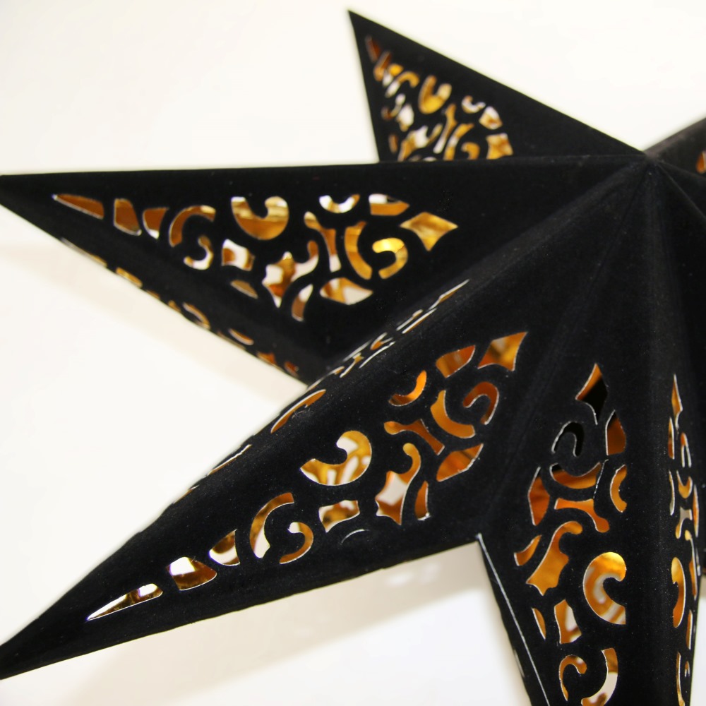 Звезда семиконечная из бархатной бумаги 45 см, Вензель, черный+золото Звезда семиконечная из бархатной бумаги 45 см, Вензель, черный+золото