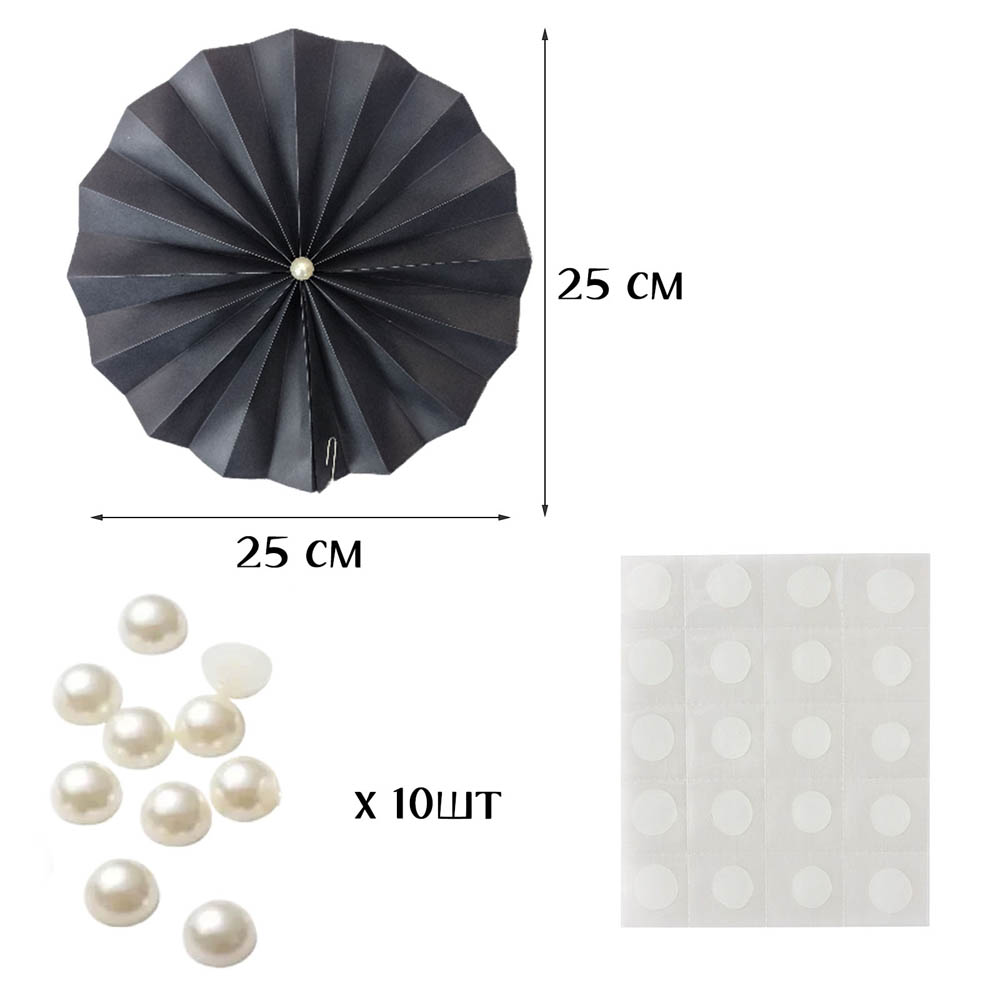 Фанты с жемчужиной НАБОР 10шт х 25см,  черный Фанты с жемчужиной НАБОР 10шт х 25см,  черный