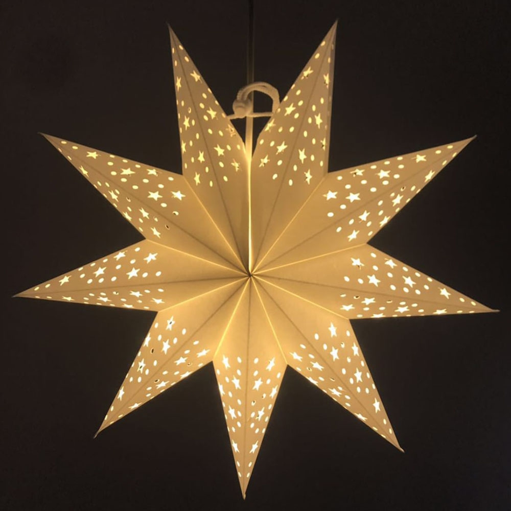 Звезда девятиконечная 35 см, точки и звездочки, белый Звезда девятиконечная 35 см, точки и звездочки, белый