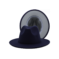 Шляпа Федора фетровая 2 цвета, темно-синий+серый