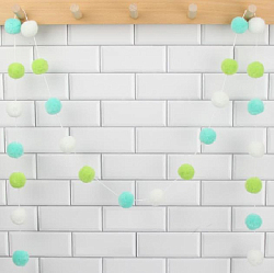 Гирлянда на веревке с помпончиками 3 см х 30 шт х 3 м, №13 ассорти