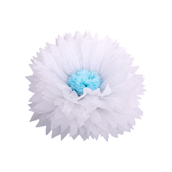 Бумажный цветок 30 см белый+голубой