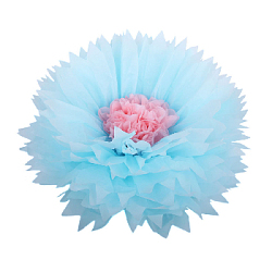 Бумажный цветок 40 см голубой+светло-розовый