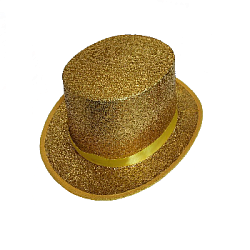 Шляпа Цилиндр с блеском, золото