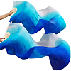 Веер-вейл для танцев 2 шт 57см х 1,5м №3, белый+синий+т.синий