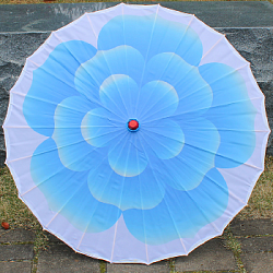 Китайские тканевые зонтики Цветок 82х54см, голубой