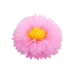 Бумажный цветок 30 см розовый+желтый
