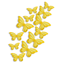 Наклейки Бабочки двойные перламутровые бумажные № 6 12 шт золото+желтый