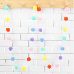 Гирлянда на веревке с помпончиками 3 см х 30 шт х 3 м, №1 ассорти