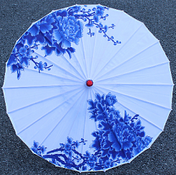 Китайские тканевые зонтики Гжель 82х54см, №3