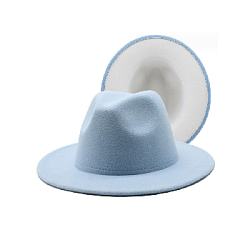 Шляпа Федора фетровая 2 цвета, св.голубой+белый