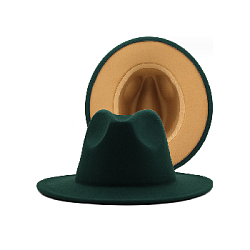 Шляпа Федора фетровая 2 цвета, темно-зеленый+песочный