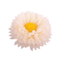 Бумажный цветок 30 см белый+ярко-желтый