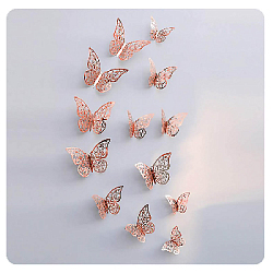 Наклейки Бабочки № 3 12 шт бумага розовое золото