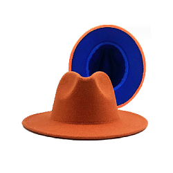 Шляпа Федора фетровая 2 цвета, оранжевый+синий