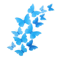 Бабочки на магните 12 шт пластик синие