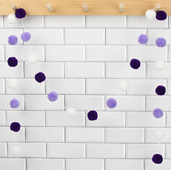 Гирлянда на веревке с помпончиками 3 см х 30 шт х 3 м, №23 ассорти