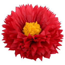 Бумажный цветок 50 см красный+желтый