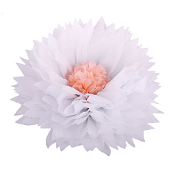 Бумажный цветок 40 см белый+персиковый