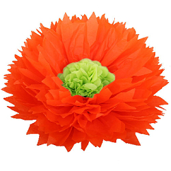 Бумажный цветок 50 см оранжевый+салатовый