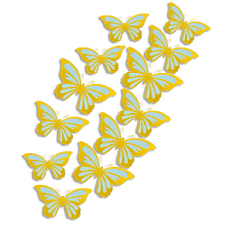 Наклейки Бабочки двойные перламутровые бумажные № 6 12 шт золото+голубой