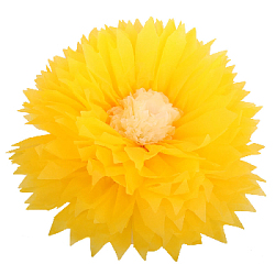 Бумажный цветок 50 см ярко-желтый+айвори