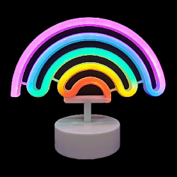 Светильник неоновый на подставке "Радуга" от батареек, разноцветный