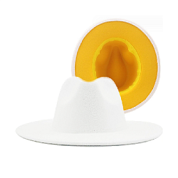 Шляпа Федора фетровая 2 цвета, белый+желтый