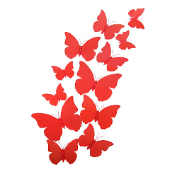 Бабочки на магните 12 шт пластик красные