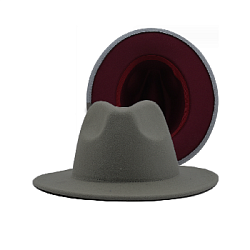 Шляпа Федора фетровая 2 цвета, серый+сливовый
