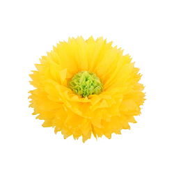 Бумажный цветок 30 см ярко-желтый+салатовый