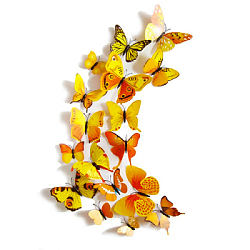 Бабочки на магните 12 шт пластик желтые с рис. 