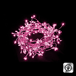 Гирлянда LED Роса-Мишура от сети, 5м х 200 диодов, розовый